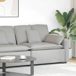 vidaXL Modulares Sofa Endmodul mit Armlehne Kissen Wolkengrau 100 cm
