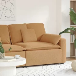 vidaXL Modulares Sofa Endmodul mit Armlehne Kissen Beige 100 cm