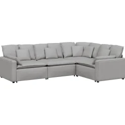 vidaXL Modulares Sofa mit Kissen Stoff Wolkengrau