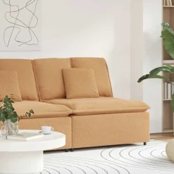 vidaXL Modulares Sofa Mittelmodul mit Kissen Beige 100 cm