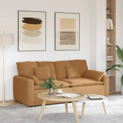 vidaXL Modulares Sofa mit Kissen Beige
