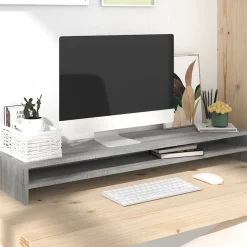 vidaXL Monitorständer Grau Sonoma 100x24x13 cm Holzwerkstoff