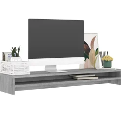 vidaXL Monitorständer Grau Sonoma 100x24x13 cm Holzwerkstoff