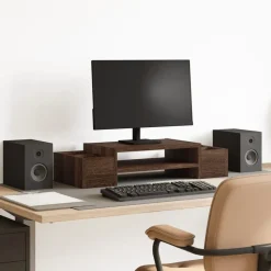 vidaXL Monitorständer mit Stauraum Eichen-Optik 70x27x15 Holzwerkstoff
