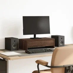 vidaXL Monitorständer mit Schubladen Braun Eichen-Optik 50x27x15 cm