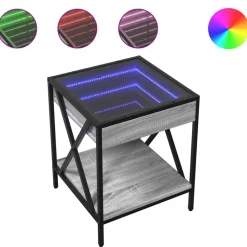 vidaXL Nachttisch mit Infinity-LED Grau Sonoma 40x40x49 cm