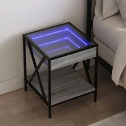 vidaXL Nachttisch mit Infinity-LED Grau Sonoma 40x40x49 cm