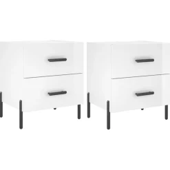 vidaXL Nachttische 2 Stk. Hochglanz-Weiß 40x35x47,5 cm Holzwerkstoff