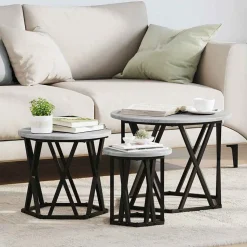 vidaXL Nesting Beistelltisch 3 pcs Graues Sonoma