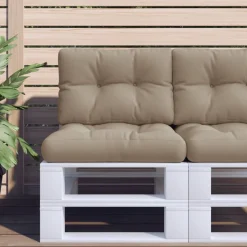 vidaXL Palettenkissen 2-tlg. Taupe Stoff