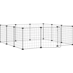 vidaXL 12-Panel-Haustierkäfig mit Tür Schwarz 35x35 cm Stahl