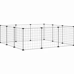 vidaXL 12-Panel-Haustierkäfig mit Tür Schwarz 35x35 cm Stahl