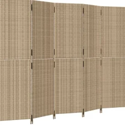 vidaXL Paravent 5-tlg. Beige Poly Rattan