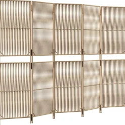 vidaXL Paravent 5-tlg. Beige Poly Rattan