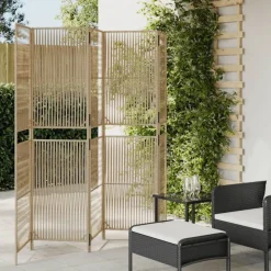 vidaXL Paravent 5-tlg. Beige Poly Rattan