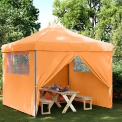 vidaXL Partyzelt Faltbar Pop-Up mit 4 Seitenteilen Orange