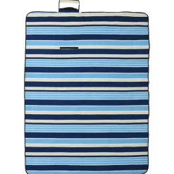 vidaXL Picknickdecke Faltbar Blau und Weiß Gestreift 200x150 cm Samt