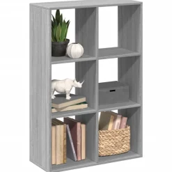 vidaXL Raumteiler-Bücherregal Grau Sonoma 69,5x29x103,5 cm