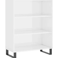 vidaXL Regalschrank Hochglanz-Weiß 69,5x32,5x90 cm Holzwerkstoff