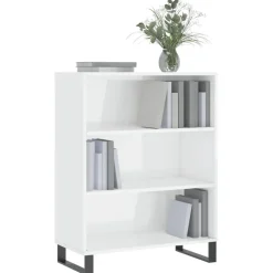 vidaXL Regalschrank Hochglanz-Weiß 69,5x32,5x90 cm Holzwerkstoff