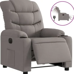 vidaXL Relaxsessel Elektrisch Taupe Stoff