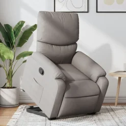 vidaXL Relaxsessel mit Aufstehhilfe Taupe Stoff