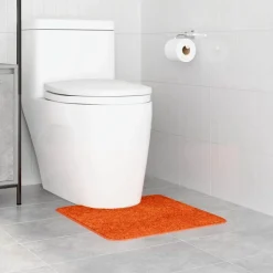 vidaXL Rutschfeste Badematte mit Toilettenausschnitt Orange 50 x 50 cm
