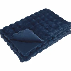 vidaXL Rutschfeste Decke aus Kunstkaninchenfell Olite Marineblau