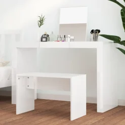 vidaXL Schminkhocker Hochglanz-Weiß 70x35x45 cm Holzwerkstoff