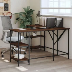 vidaXL Schreibtisch Braun Eichen-Optik 139x139x75 cm Holzwerkstoff
