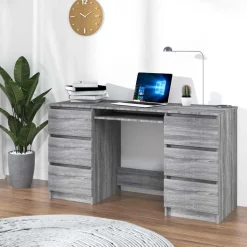 vidaXL Schreibtisch Grau Sonoma 140x50x77 cm Holzwerkstoff