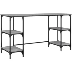 vidaXL Schreibtisch Grau Sonoma 140x50x75 cm Metall Holzwerkstoff