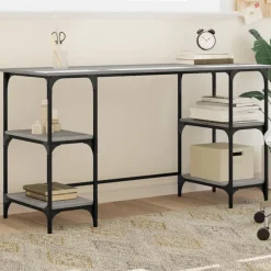 vidaXL Schreibtisch Grau Sonoma 140x50x75 cm Metall Holzwerkstoff