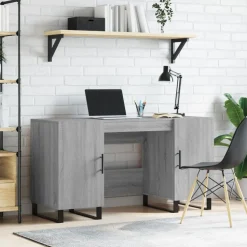 vidaXL Schreibtisch Grau Sonoma 140x50x75 cm Holzwerkstoff