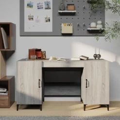 vidaXL Schreibtisch Grau Sonoma 140x50x75 cm Holzwerkstoff