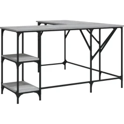 vidaXL Schreibtisch Grau Sonoma 139x139x75 cm Holzwerkstoff