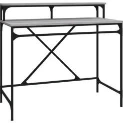 vidaXL Schreibtisch Grau Sonoma 100x50x90 cm Holzwerkstoff und Eisen