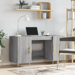 vidaXL Schreibtisch Grau Sonoma 140x50x75 cm Holzwerkstoff