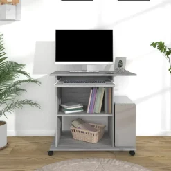 vidaXL Schreibtisch Grau Sonoma 80x50x75 cm Holzwerkstoff