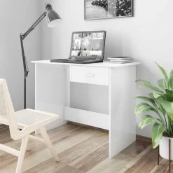 vidaXL Schreibtisch Hochglanz-Weiß 100×50×76 cm Holzwerkstoff