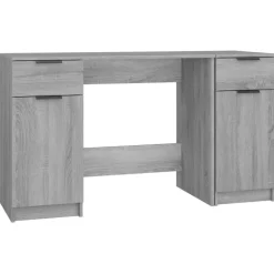 vidaXL Schreibtisch mit Beistellschrank Grau Sonoma Holzwerkstoff