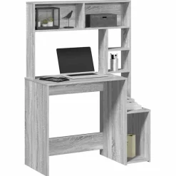 vidaXL Schreibtisch mit Regal Grau Sonoma 100x45x140 cm Holzwerkstoff