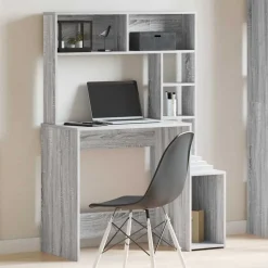 vidaXL Schreibtisch mit Regal Grau Sonoma 100x45x140 cm Holzwerkstoff