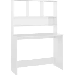vidaXL Schreibtisch mit Regalen Hochglanz-Weiß 110x45x157 cm