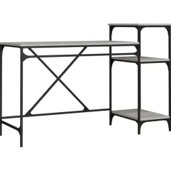 vidaXL Schreibtisch mit Regal Grau Sonoma 135x50x90 cm Holzwerkstoff