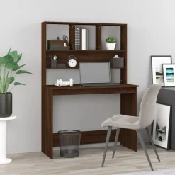 vidaXL Schreibtisch mit Regal Braun Eiche 102x45x148 cm Holzwerkstoff