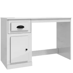 vidaXL Schreibtisch mit Schublade Hochglanz-Weiß 115x50x75 cm