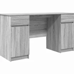vidaXL Schreibtisch mit Tür Grau Sonoma 140 x 49 x 76 cm Holzwerkstoff