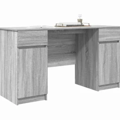 vidaXL Schreibtisch mit Tür Grau Sonoma 140 x 49 x 76 cm Holzwerkstoff