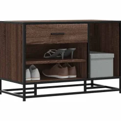 vidaXL Schuhbank Braun Eichen-Optik 80x40x53,5 cm Holzwerkstoff Metall